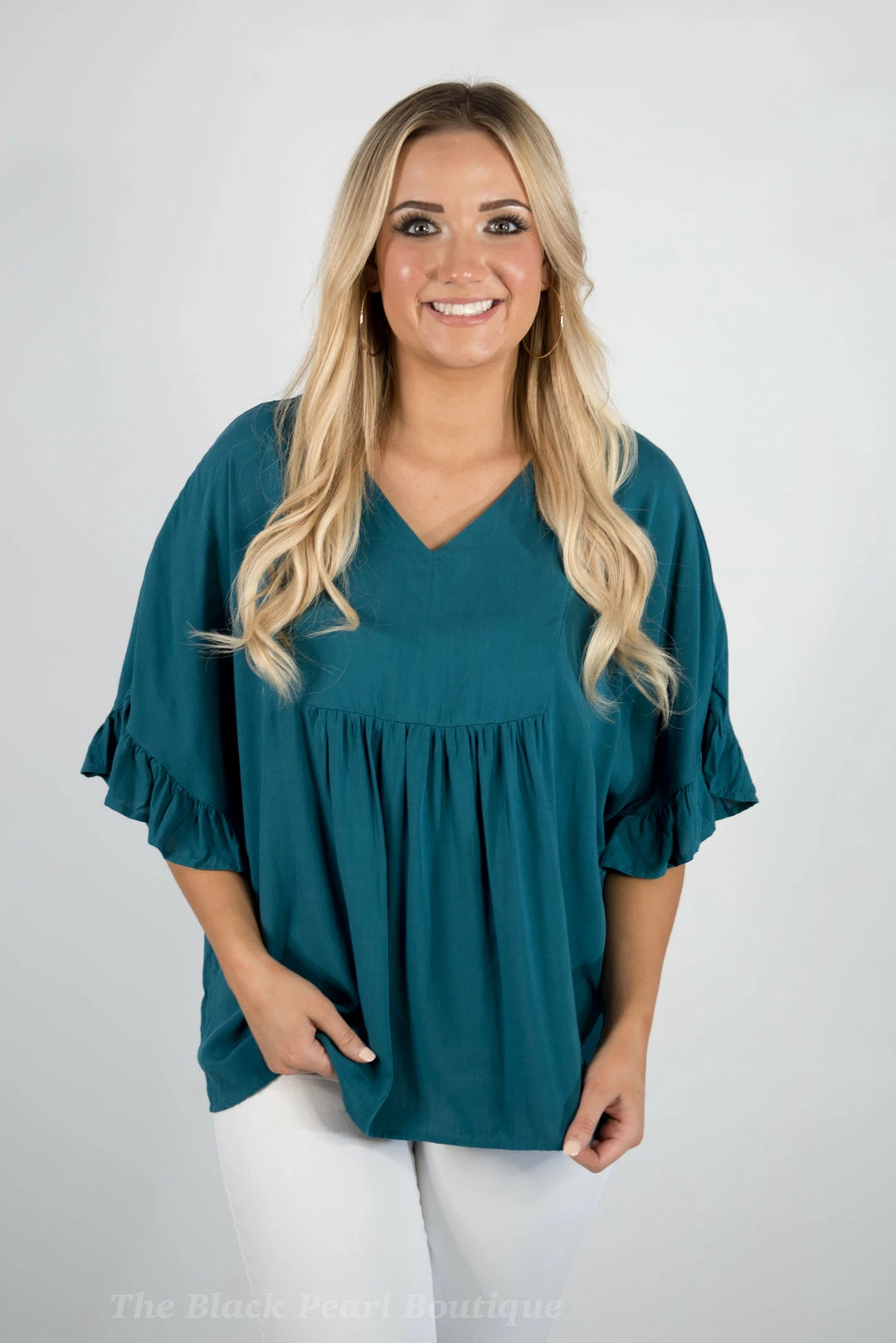 Andree By Unit Teal Ruffle Sleeve Top 4 Andree By Unit Teal Ruffle Sleeve Top
