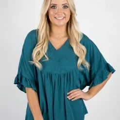 Andree By Unit Teal Ruffle Sleeve Top 12 Andree By Unit Teal Ruffle Sleeve Top