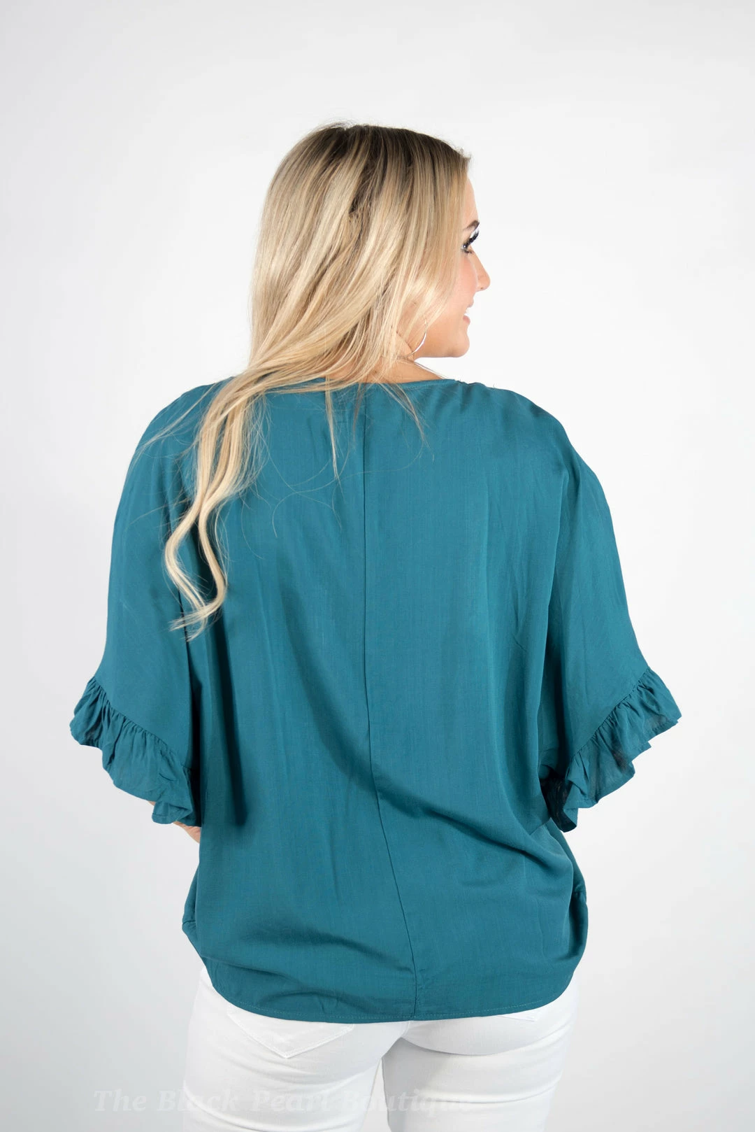 Andree By Unit Teal Ruffle Sleeve Top 3 Andree By Unit Teal Ruffle Sleeve Top