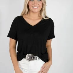 Hyfve Black Comfy V Neck Top New Arrivals