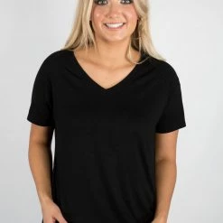 Hyfve Black Comfy V Neck Top New Arrivals
