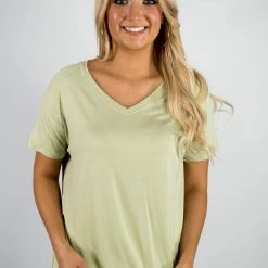 Hyfve Pastel Green Comfy V Neck Top