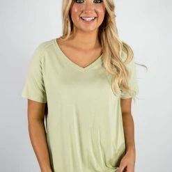 Hyfve Pastel Green Comfy V Neck Top