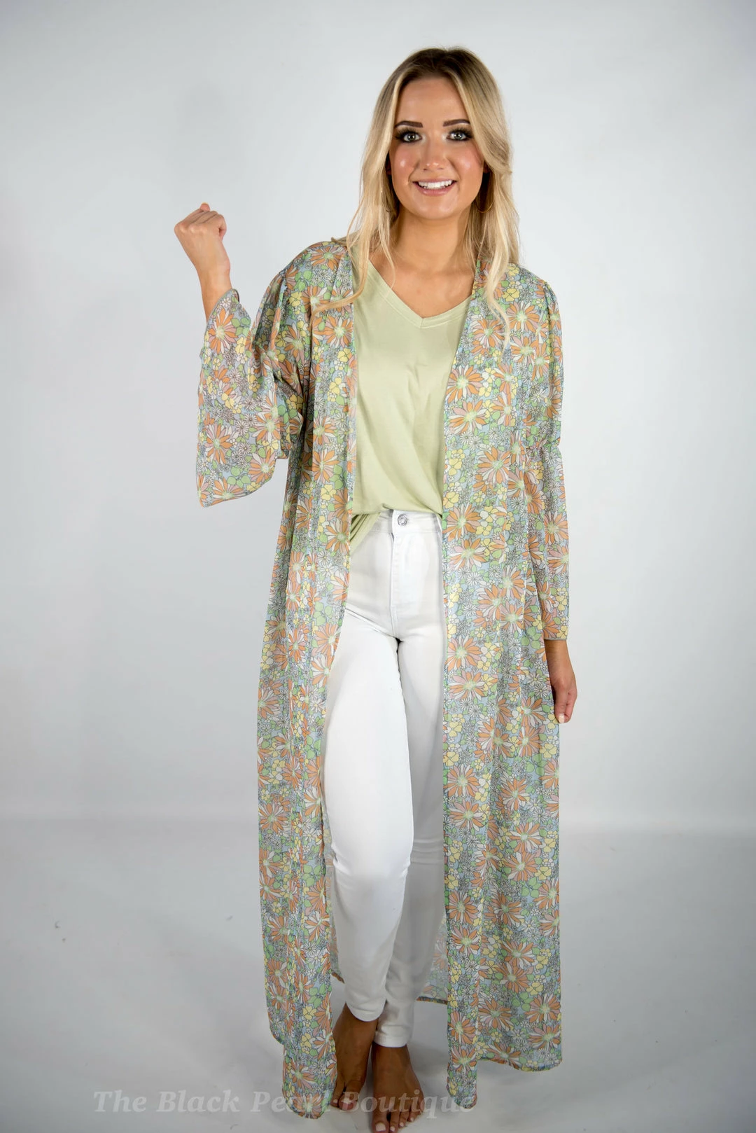 Peach Love New Arrivals Floral Print Kimono 1 Peach Love New Arrivals Floral Print Kimono