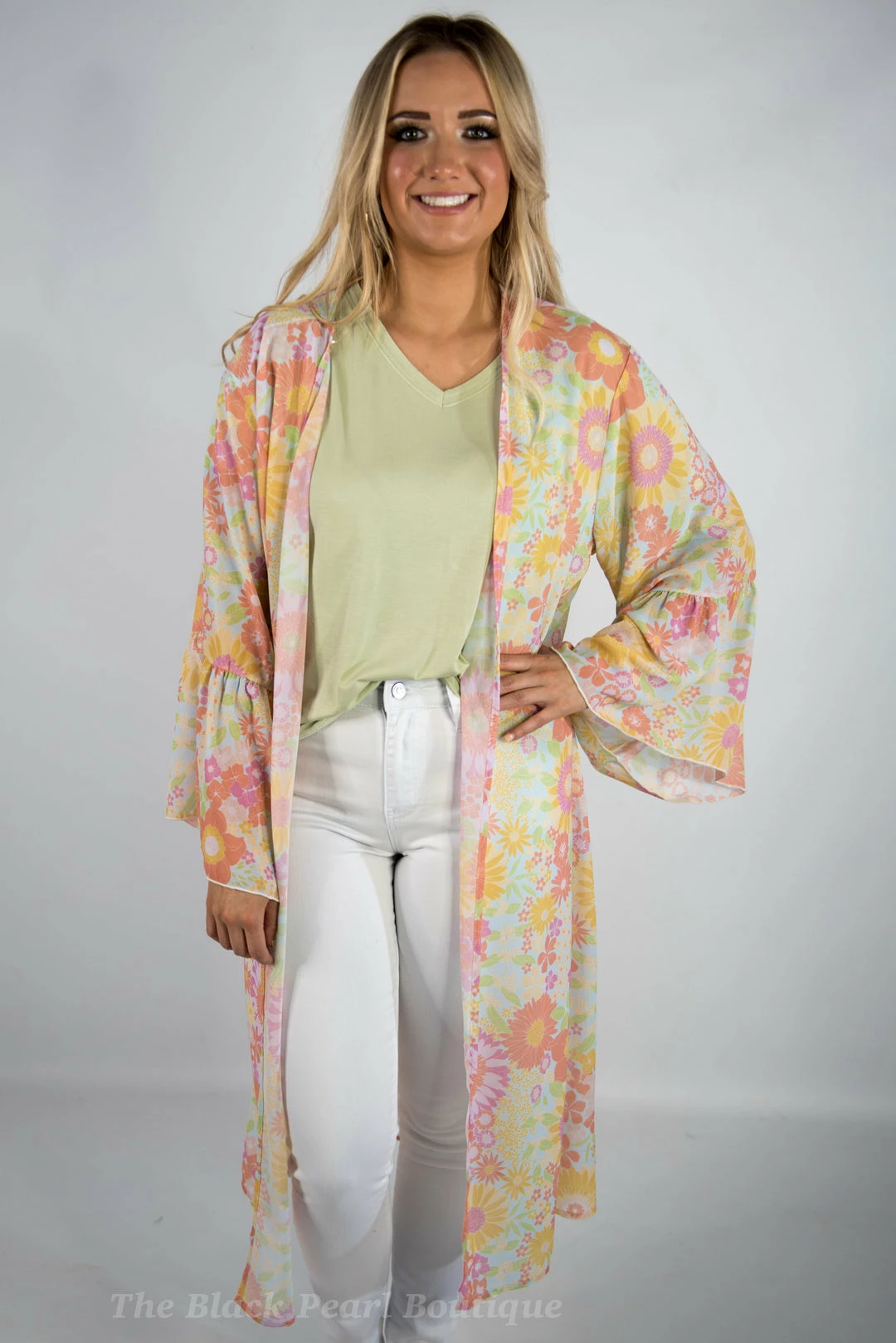 Peach Love Sky Blue Floral Kimono 2 Peach Love Sky Blue Floral Kimono