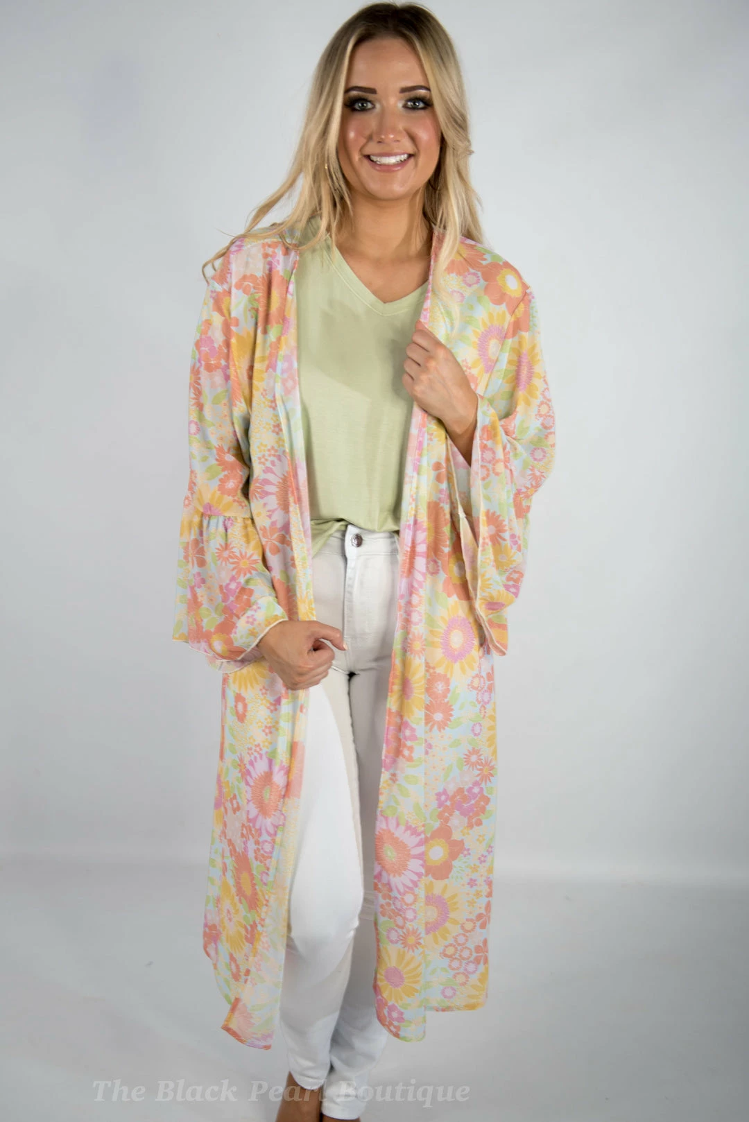 Peach Love Sky Blue Floral Kimono 3 Peach Love Sky Blue Floral Kimono