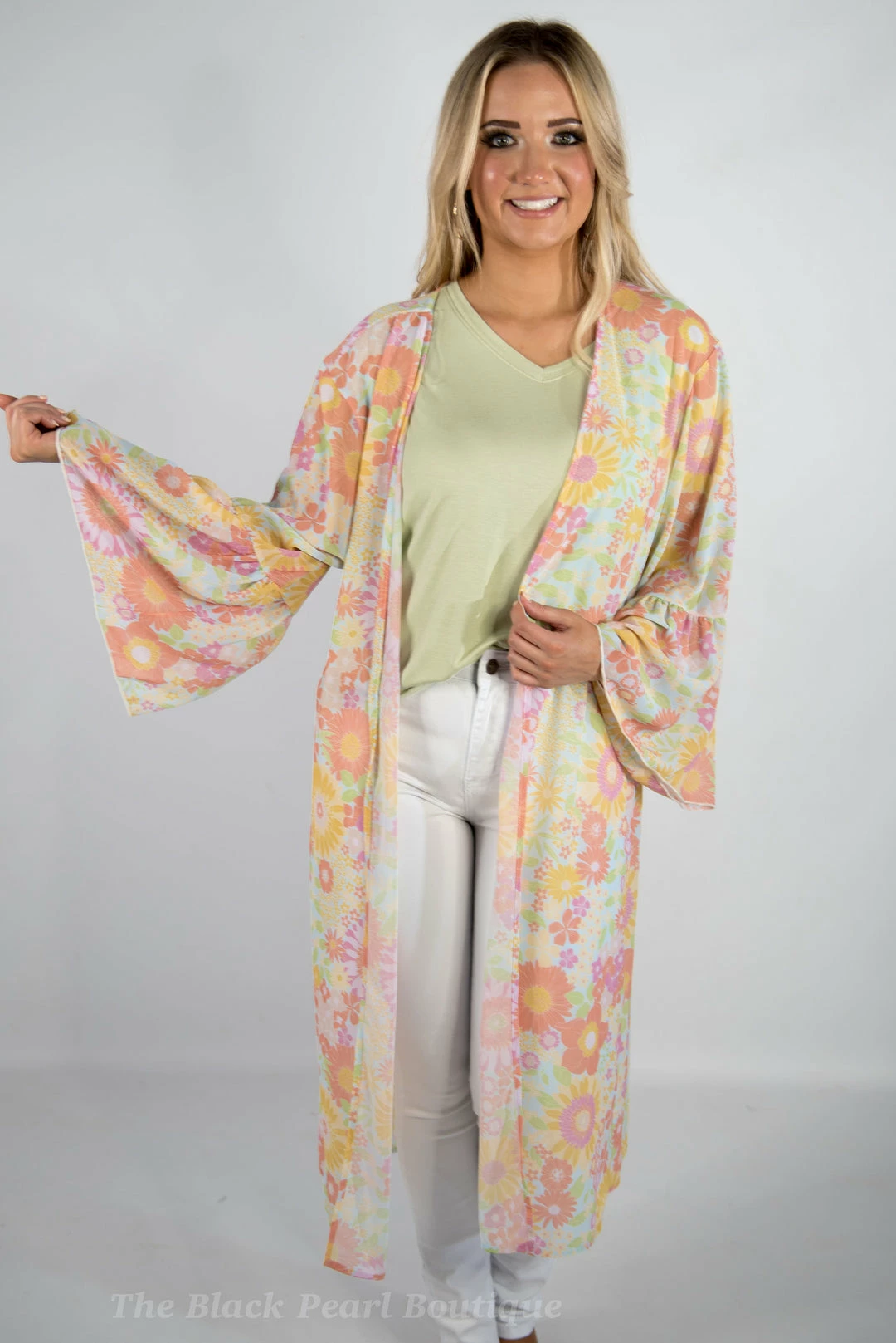 Peach Love Sky Blue Floral Kimono 5 Peach Love Sky Blue Floral Kimono