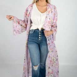 Peach Love New Arrivals Lavender Floral Duster