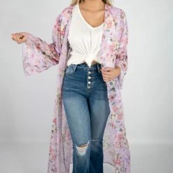 Peach Love New Arrivals Lavender Floral Duster
