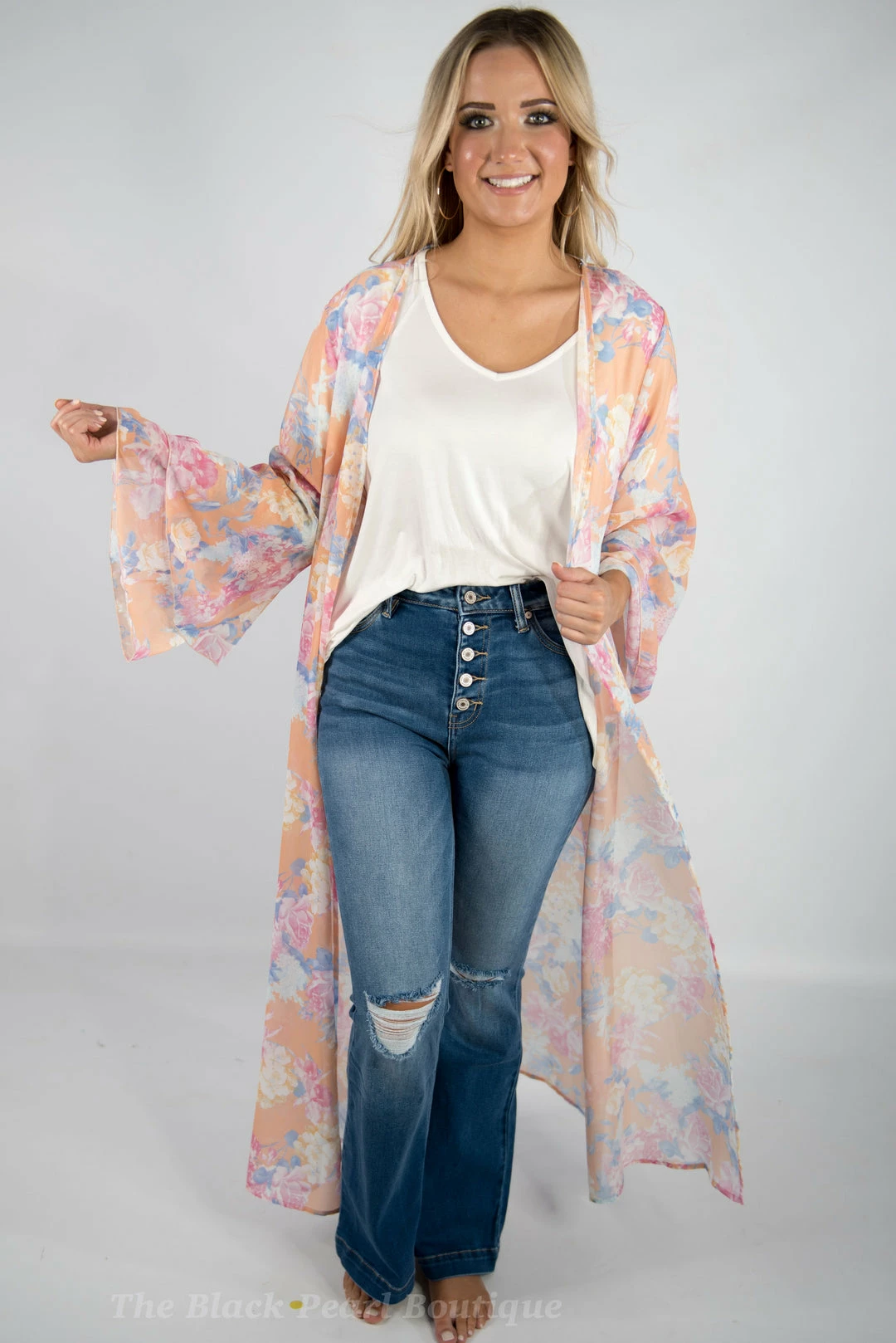 Peach Love Light Coral Floral Duster New Arrivals 3 Peach Love Light Coral Floral Duster New Arrivals