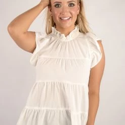 Entro White Ruffle Sleeve Top New Arrivals