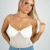 Fashion Wildcat White Rhinestone Bodysuit