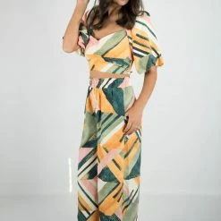 Entro Colorful Abstract High Waist Pants