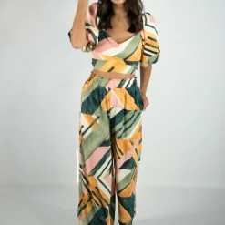 Entro Colorful Abstract High Waist Pants