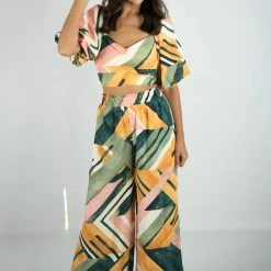 Entro Colorful Abstract High Waist Pants