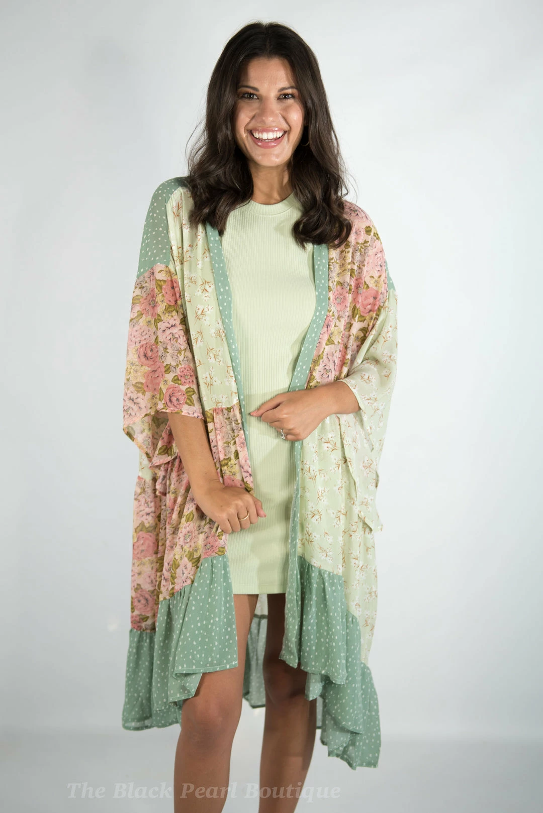 Gigio High Low Mixed Print Kimono 1 Gigio High Low Mixed Print Kimono