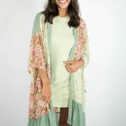 Gigio High Low Mixed Print Kimono