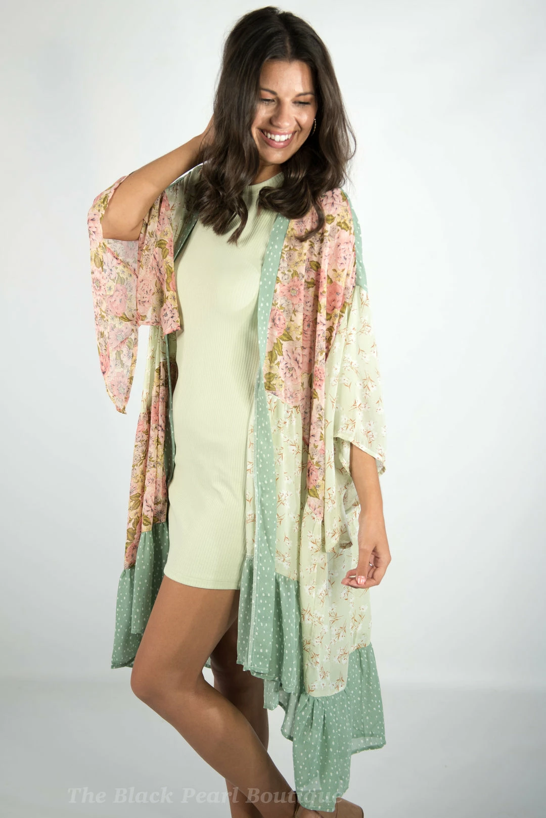 Gigio High Low Mixed Print Kimono 3 Gigio High Low Mixed Print Kimono