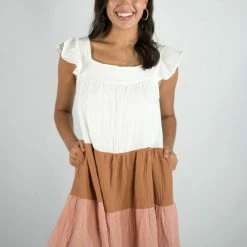 Peach Love Color Block Dress