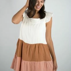 Peach Love Color Block Dress