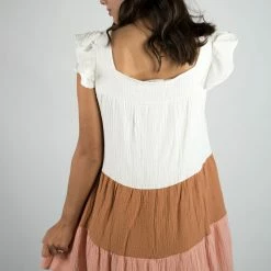 Peach Love Color Block Dress