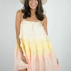 Peach Love Taupe/Yellow/Pink Ruffled Dress New Arrivals 9 Peach Love Taupe/Yellow/Pink Ruffled Dress New Arrivals