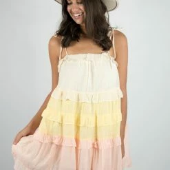 Peach Love Taupe/Yellow/Pink Ruffled Dress New Arrivals 10 Peach Love Taupe/Yellow/Pink Ruffled Dress New Arrivals
