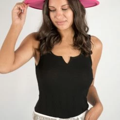 Very J Black Ribbed Bodysuit