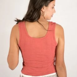 Very J Coral Ribbed Bodysuit