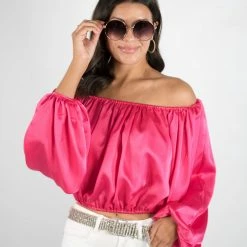 Hyfve New Arrivals Fuchsia Off Shoulder Top