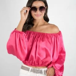 Hyfve New Arrivals Fuchsia Off Shoulder Top