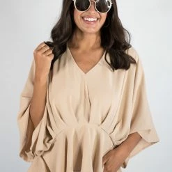 Andree By Unit New Arrivals Taupe V Neck Top 18 Andree By Unit New Arrivals Taupe V Neck Top
