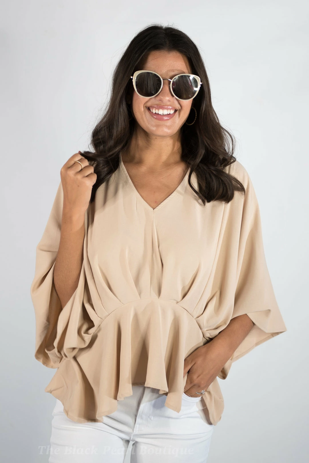 Andree By Unit New Arrivals Taupe V Neck Top 9 Andree By Unit New Arrivals Taupe V Neck Top