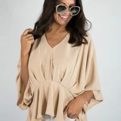 Andree By Unit New Arrivals Taupe V Neck Top