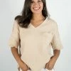 Very J Natural Frayed Pocket Top New Arrivals