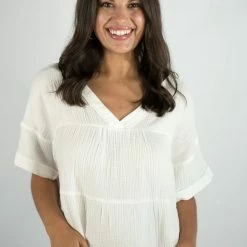 Very J White V Neck Top