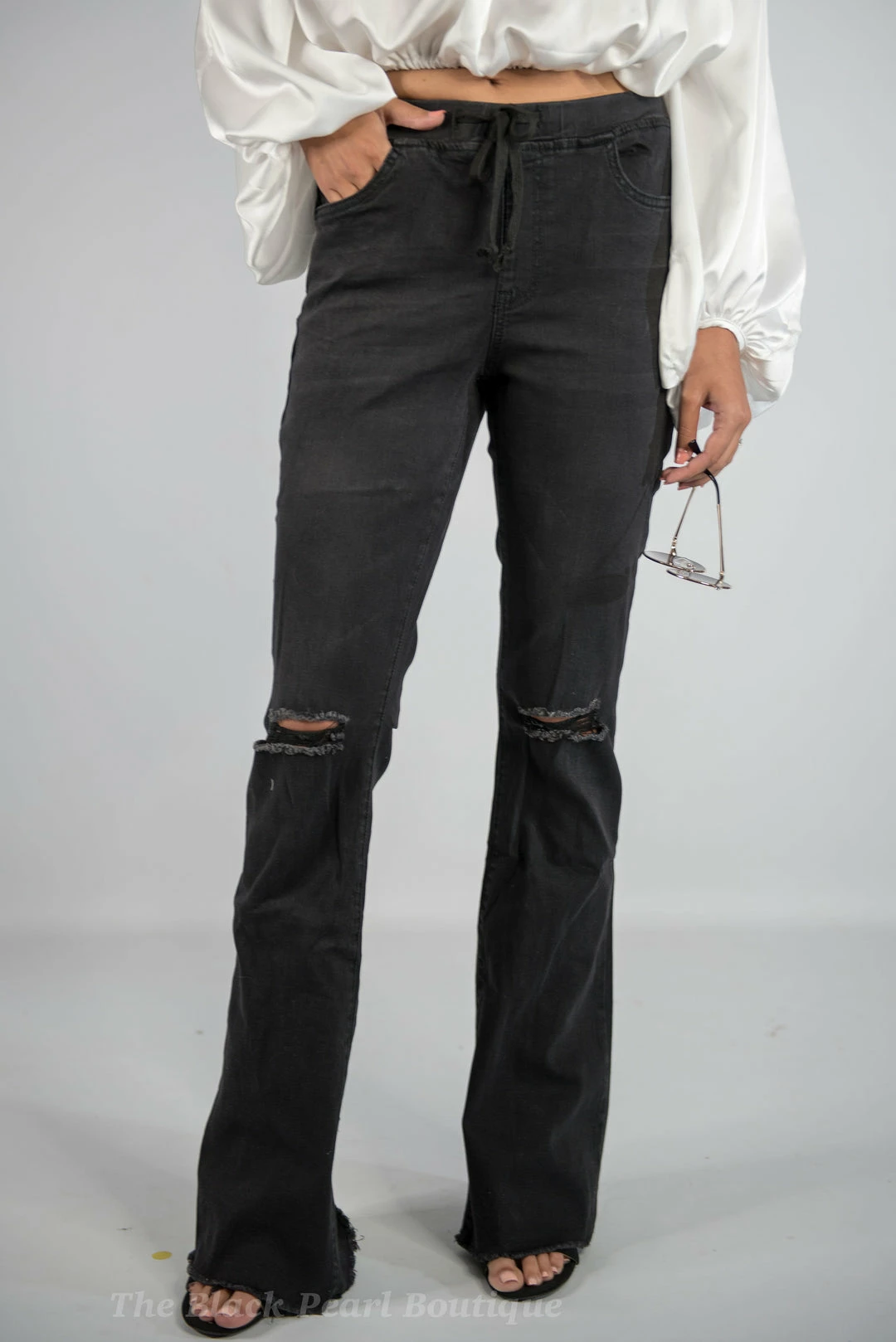 YMI High Rise Black Flare Jogger Pants 2 YMI High Rise Black Flare Jogger Pants