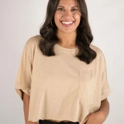 Very J Taupe Crop Top New Arrivals