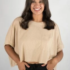 Very J Taupe Crop Top New Arrivals