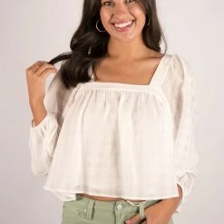 Blu Pepper White Square Neck Top New Arrivals
