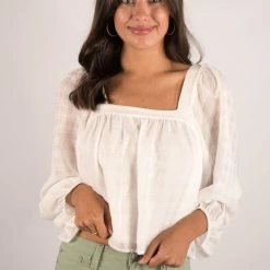 Blu Pepper White Square Neck Top New Arrivals