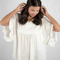 Andree By Unit Ivory Ruffle Sleeve Top New Arrivals