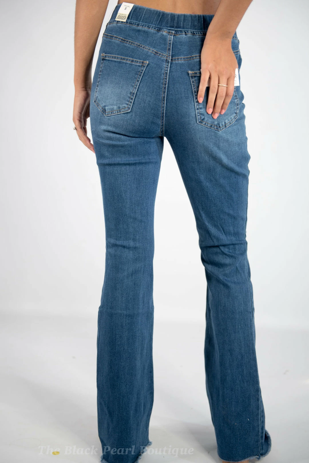 YMI High Rise Denim Flare Jogger Pants 5 YMI High Rise Denim Flare Jogger Pants