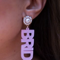 Golden Stella New Arrivals Bride Pink Glitter Acrylic Earrings