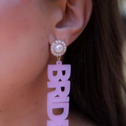 Golden Stella New Arrivals Bride Pink Glitter Acrylic Earrings