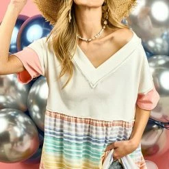 Bibi Oatmeal/Striped Top 5 Bibi Oatmeal/Striped Top