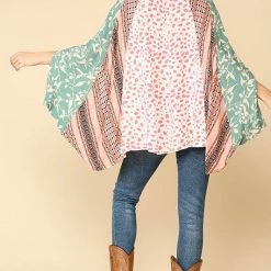 Gigio Final Sale Blush/Seafoam Animal Print Blouse