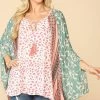 Gigio Final Sale Blush/Seafoam Animal Print Blouse