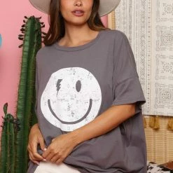Fantastic Fawn Charcoal Oversized Smiley Tee 7 Fantastic Fawn Charcoal Oversized Smiley Tee