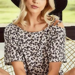 Bibi Leopard Strapped Shoulder Top 5 Bibi Leopard Strapped Shoulder Top